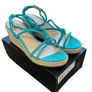 Pelle Moda Kylle Espadrille Platform Wedge Sandals | Blue Suede | Women’s 11